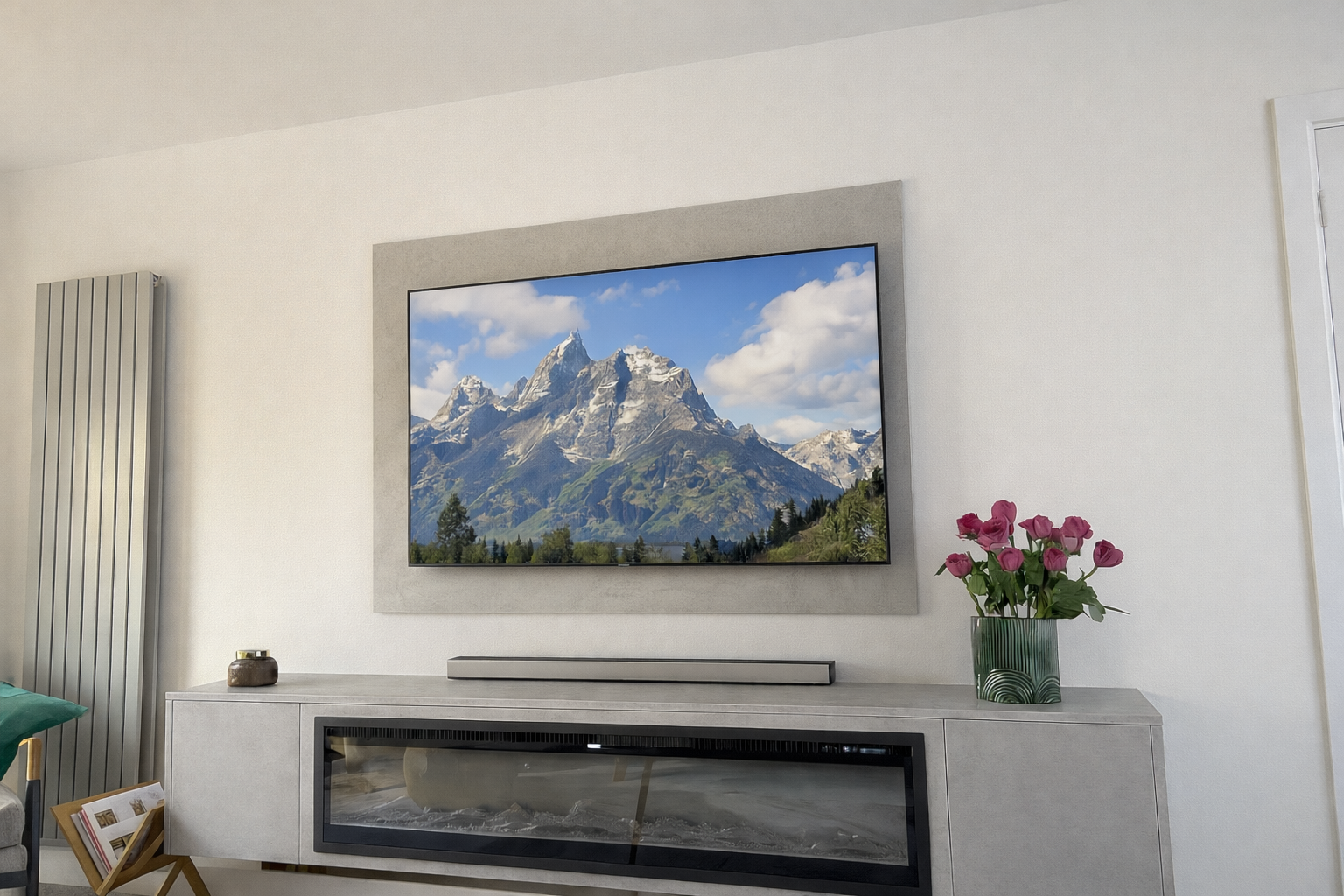 Media Wall Bundle Four (TV Panel and Floating Unit w/Fire Only)