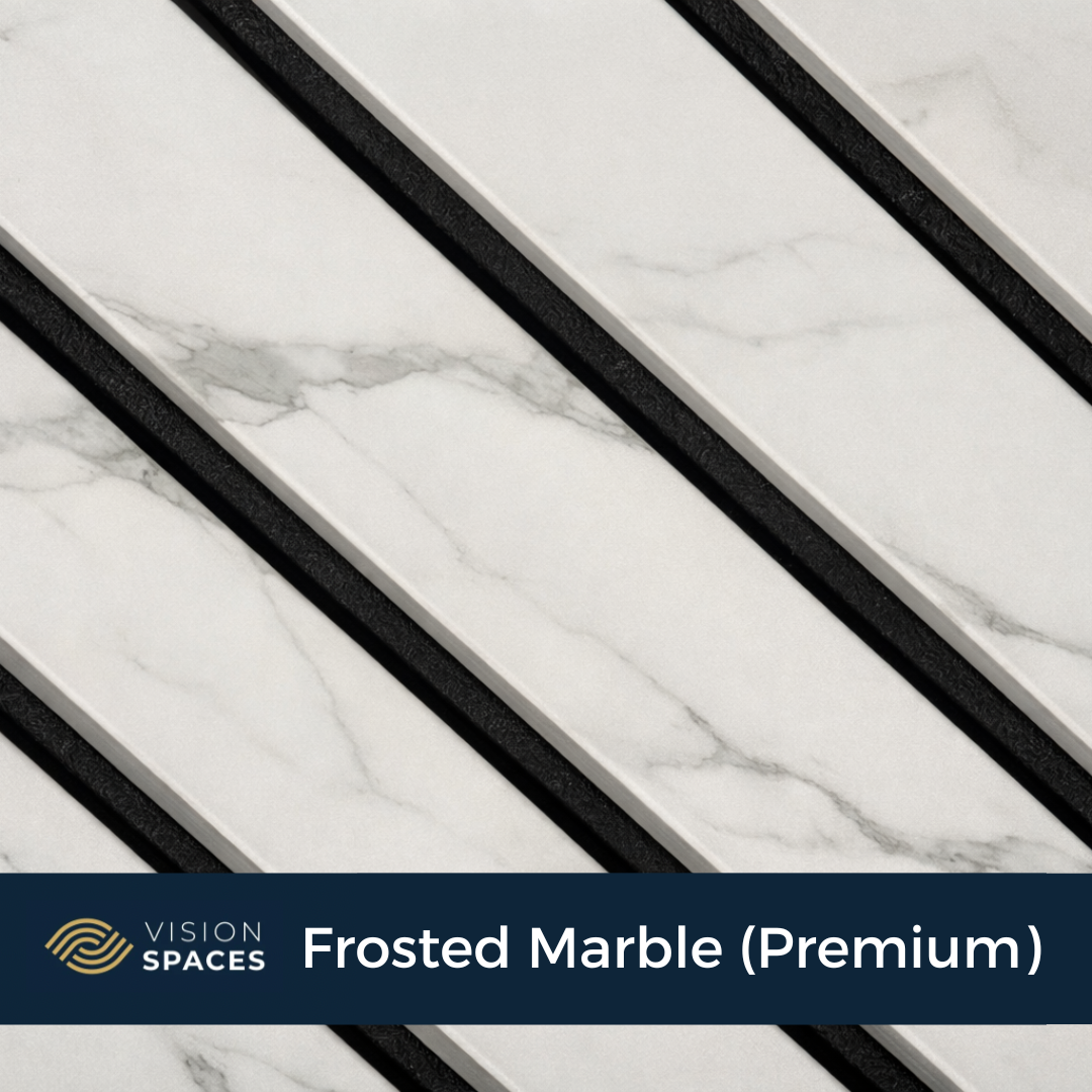 Frosted marble acoustic panels close up