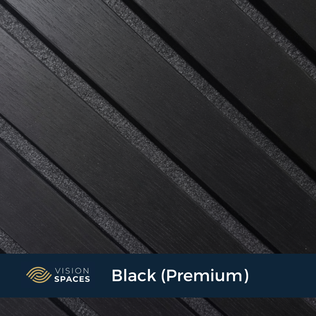 Black premium slat panels close up