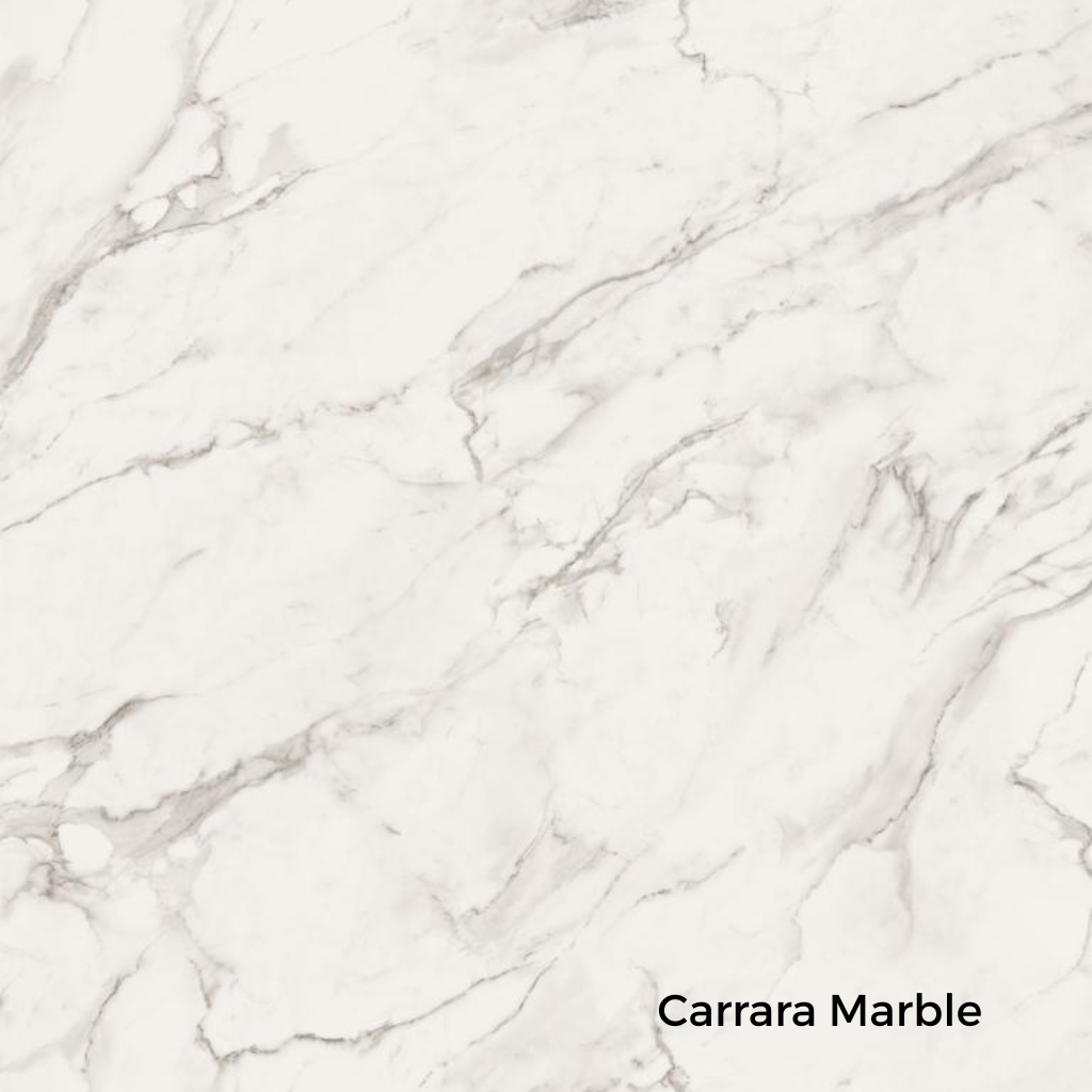 Carrara marble pattern with a light gray and white color scheme.