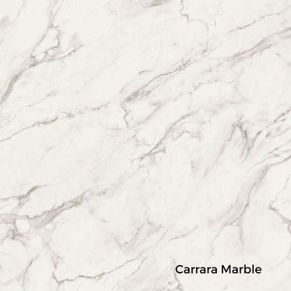 Carrara marble pattern with a light gray and white color scheme.