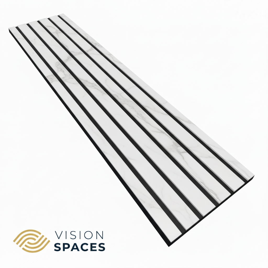Frosted marble acoustic slat panel