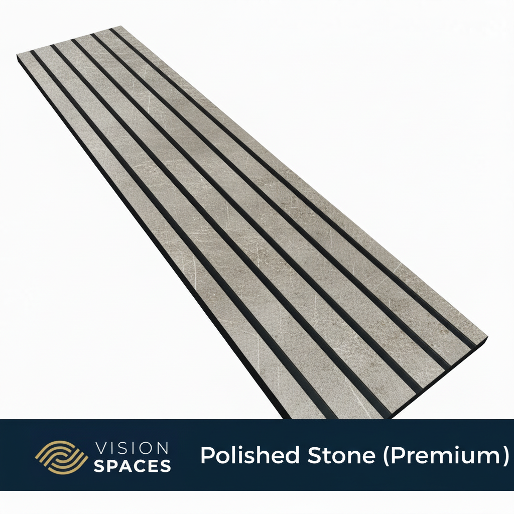 Acoustic Slat Panel Polished Stone (Premium)