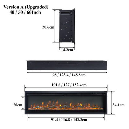 Media Wall Electric Fireplace with Remote and Colour Changing Lights