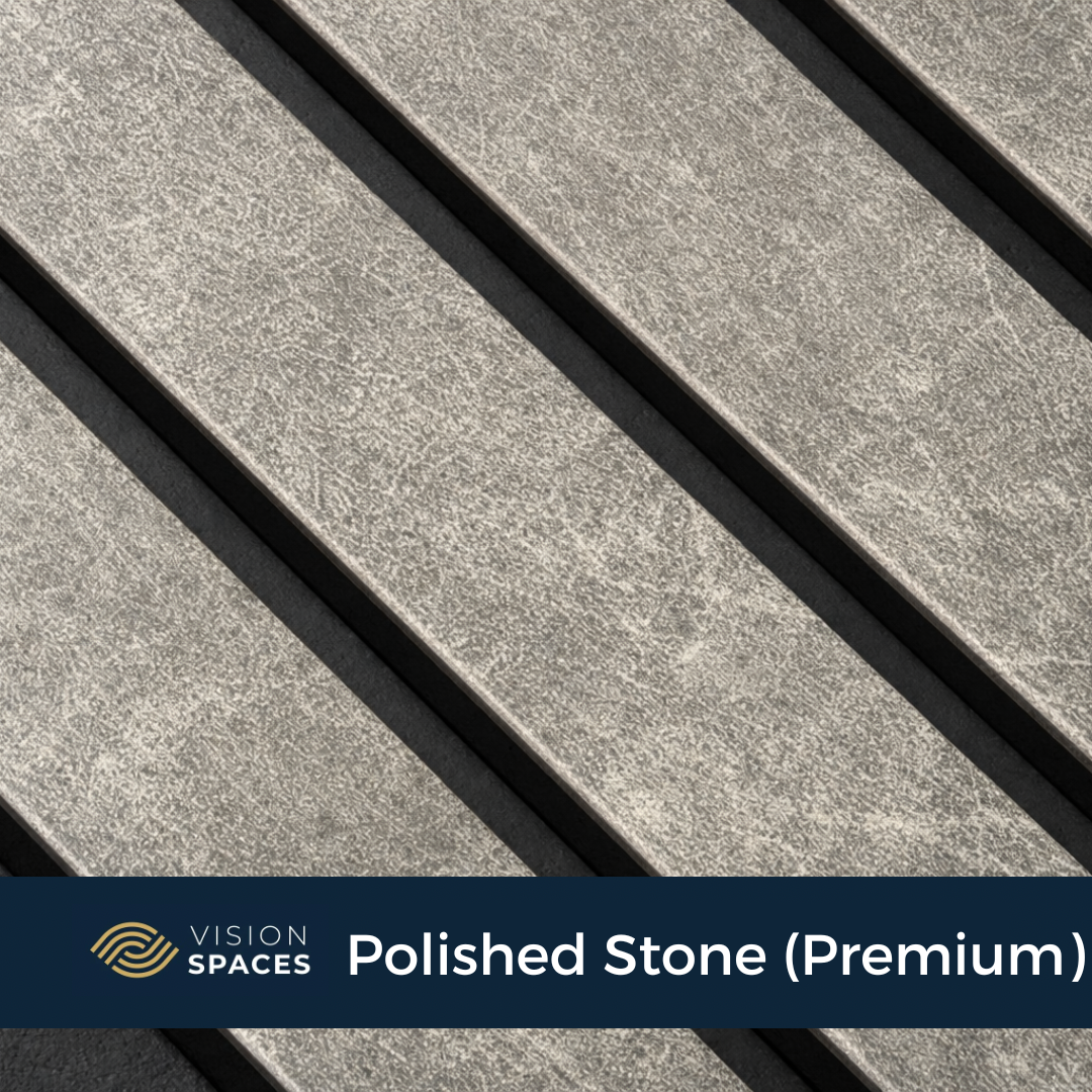 Polished stone slat panels