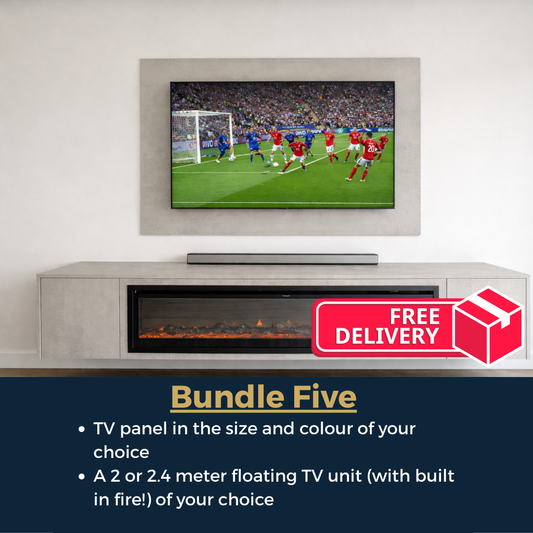Media Wall Bundle Five (TV Panel and Floating Unit w/Fire Only)